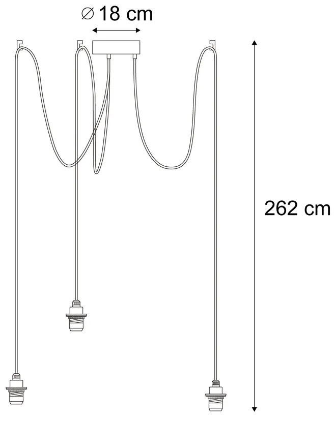 Zewnętrzna lampa wisząca czarna 3-punktowa IP44 - Cava