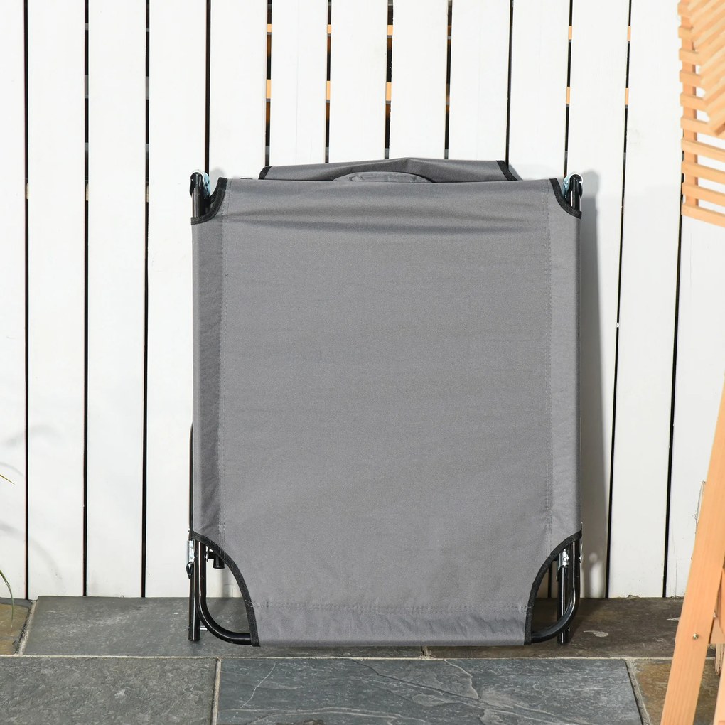 Outsunny Leżak z otworem na twarz i poduszkami, składany, wodoodporne pokrycie, metalowa rama, Ciemnoszary