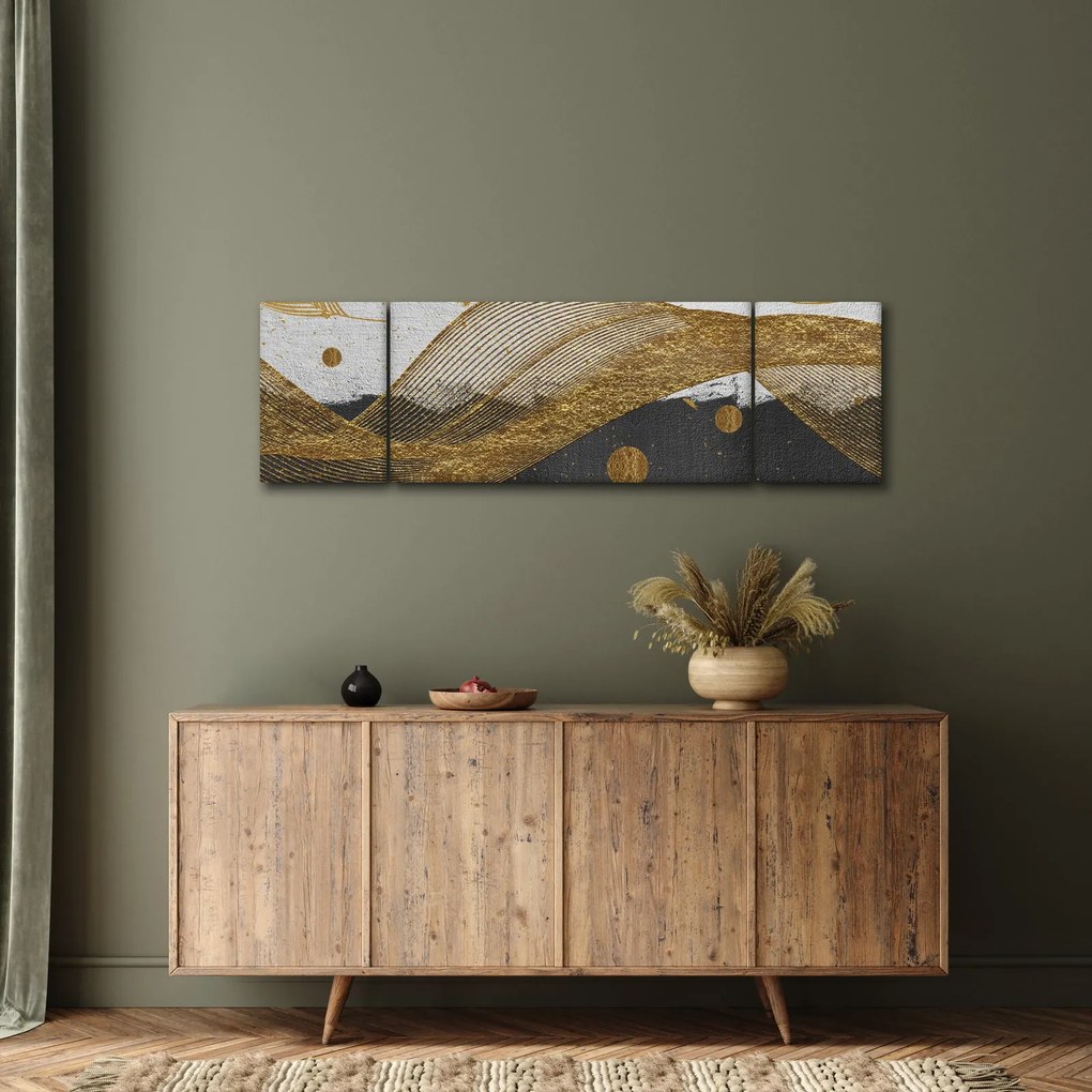 Obraz - Złote piórka (170x50 cm)
