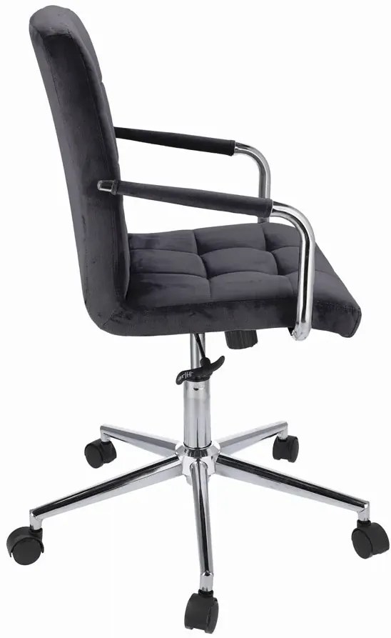 Czarny welurowy fotel obrotowy pikowany D5-B29