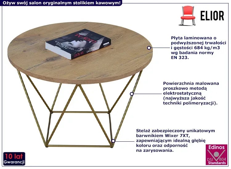 Okrągły stolik kawowy dąb lancelot - Tympa 3X