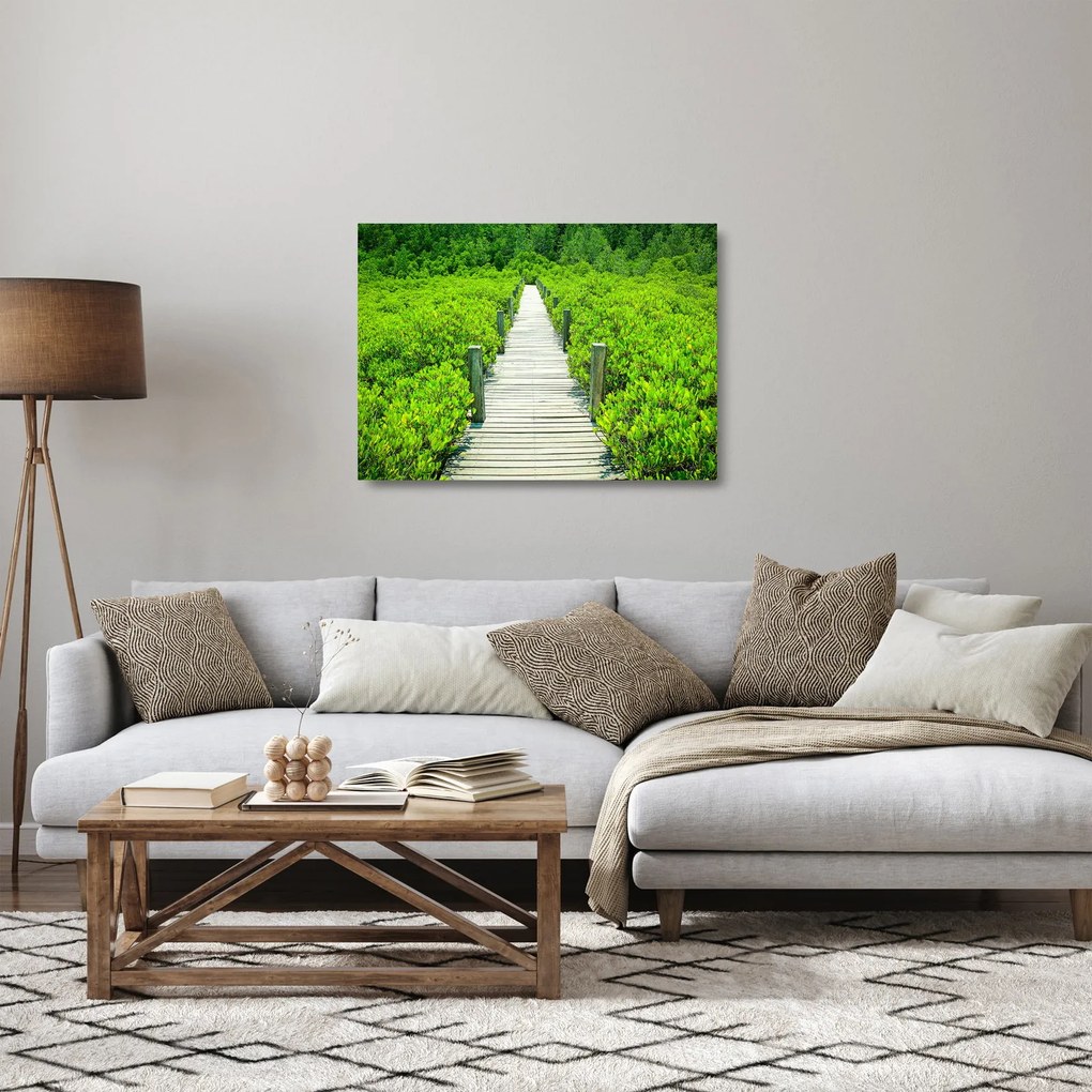 Obraz na szkle - drewniany chodnik (70x50 cm)