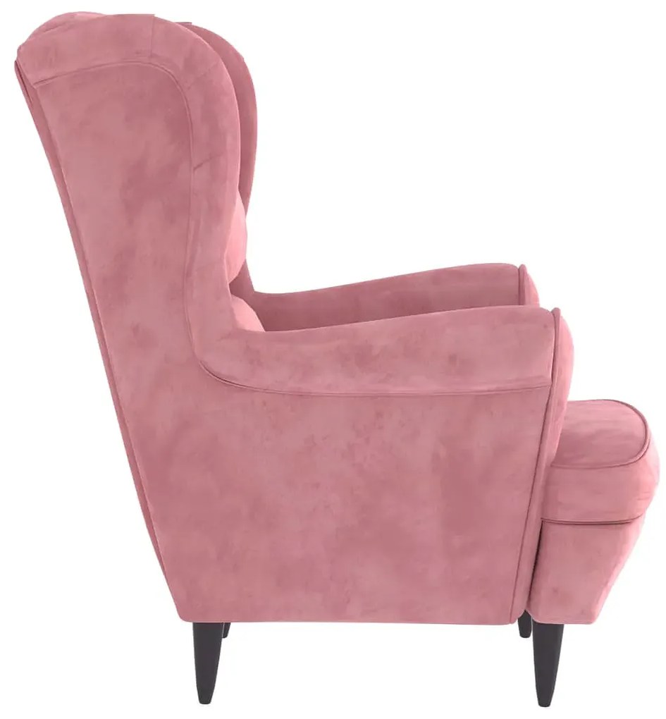 Różowy tapicerowany welurem fotel uszak G2-P27