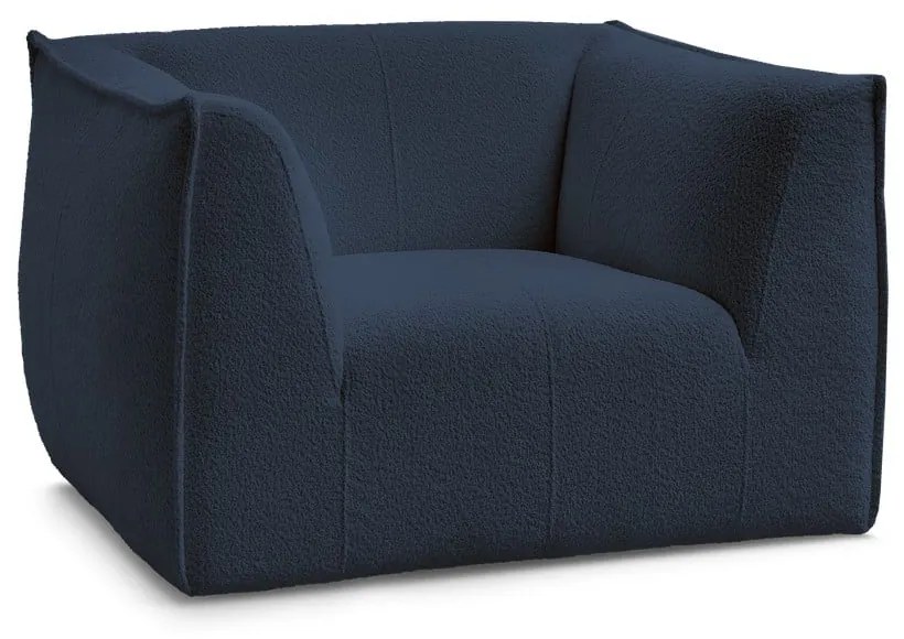 Ciemnoniebieski fotel z materiału bouclé Giorgia – Bobochic Paris