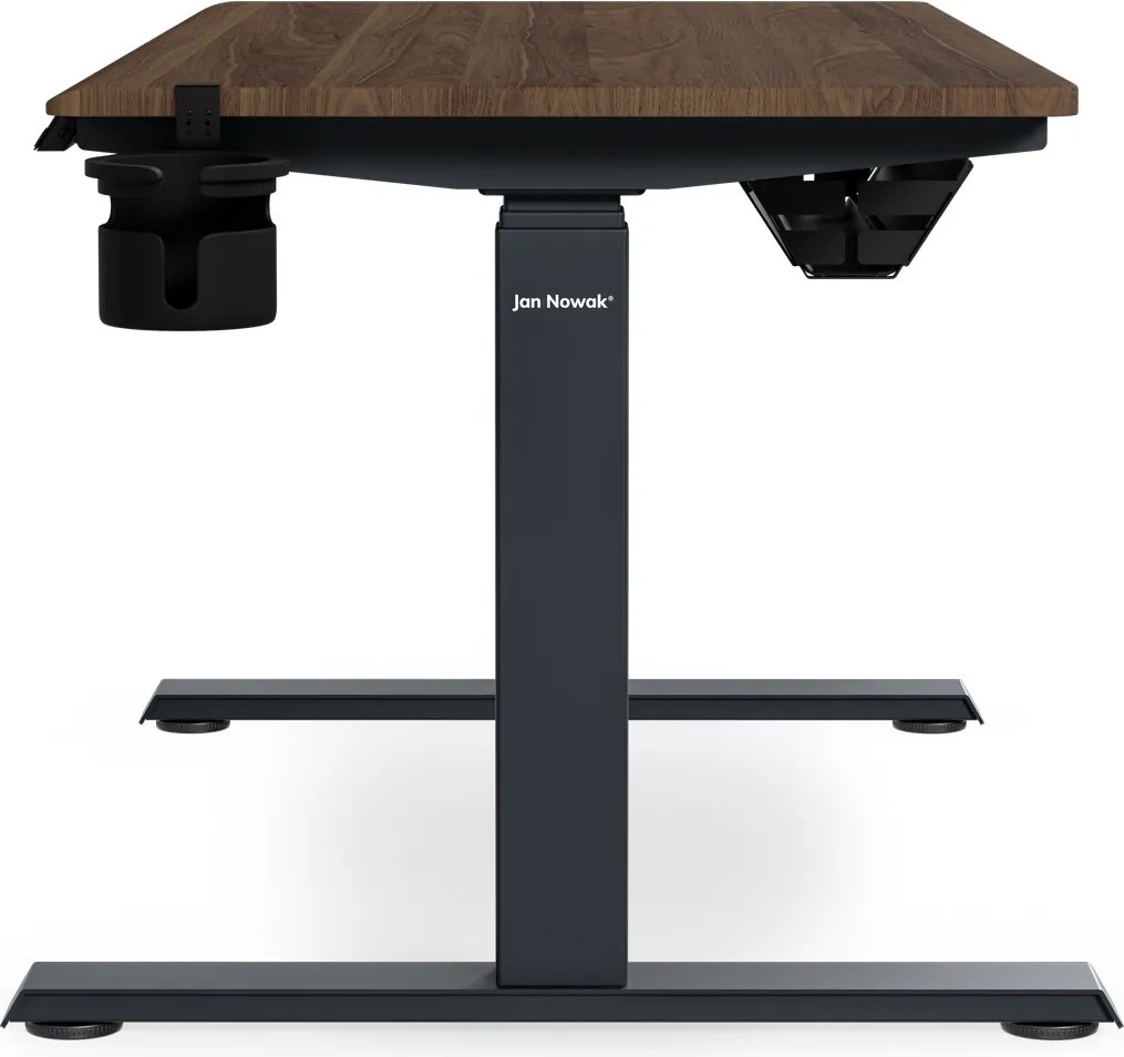 Biurko elektryczne z regulacją wysokości ergonomiczne antracytowe/orzech,1200x600 mm: ARIA