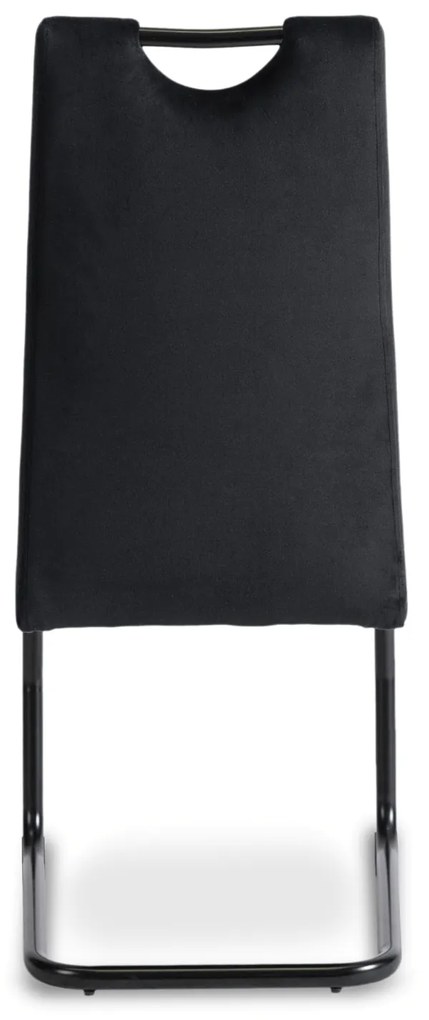 Krzesło Tapicerowane LOPEZ Czarne Na Płozach Welurowe Nowoczesne