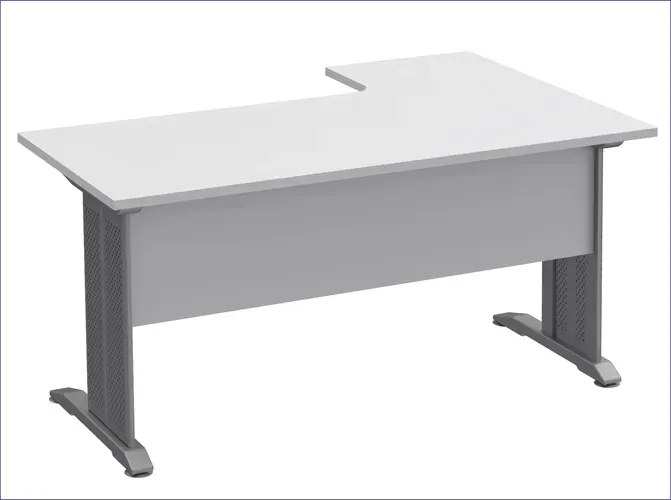 Białe lewostronne biurko narożne L7-E41
