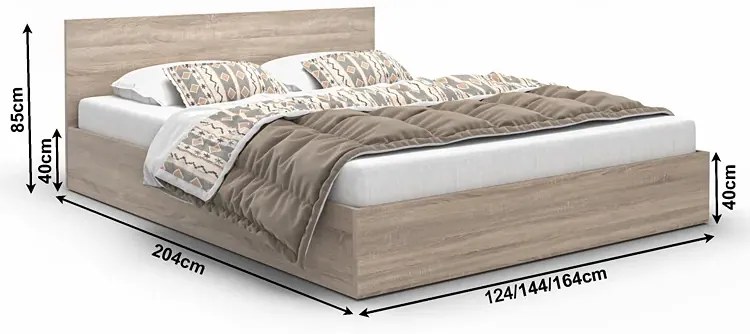 Drewniane małżeńskie łóżko ciemny brąz 160x200 N6-C52