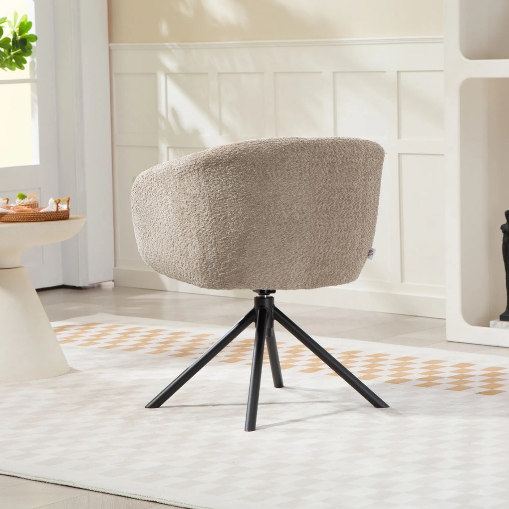 HOMCOM fotel obrotowy do salonu wygodne siedzisko miękka tapicerka nowoczesny design do 120 kg jasnobrązowy | Aosom PL