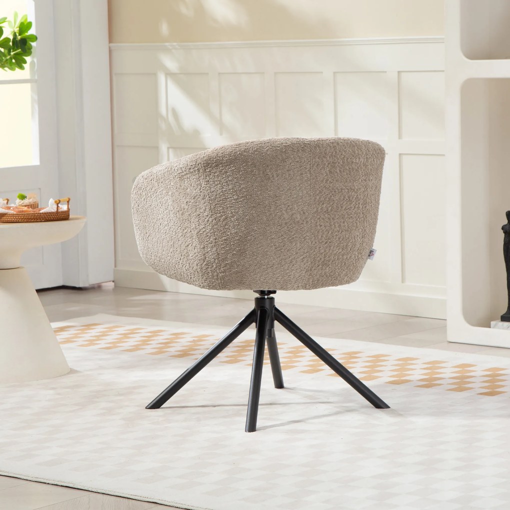 HOMCOM Fotel, Siedzisko z wygodnym siedziskiem, obrotowy, miękki pokrycie, do 120 kg, Jasnobrązowy