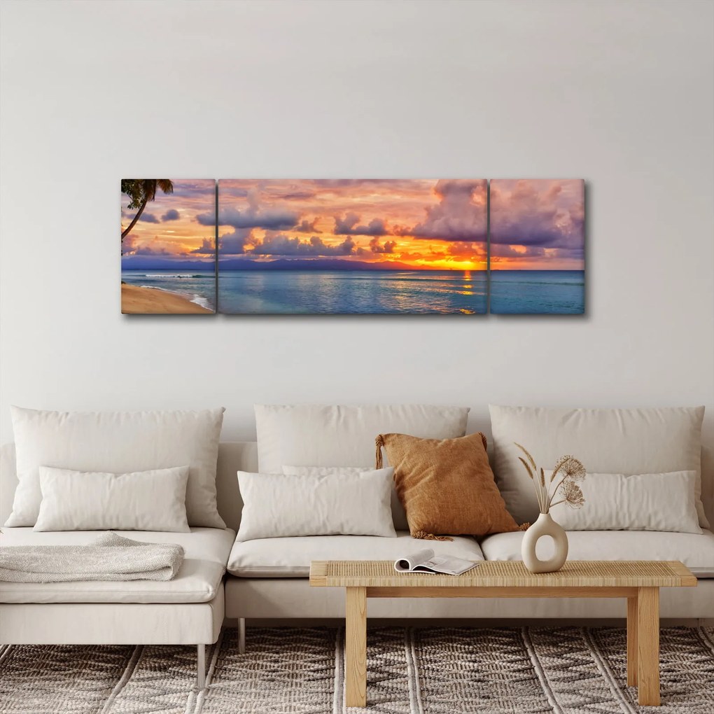 Obraz - Zachód słońca na plaży (170x50 cm)