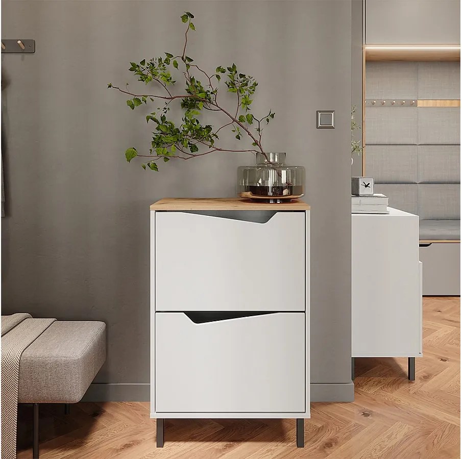 Wózek na buty biały/artystyczny 60x38x91.6 marelle