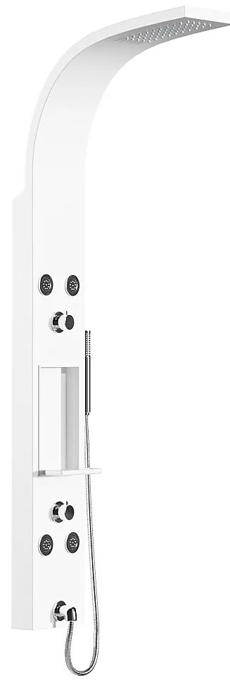 Kolumna prysznicowa z hydromasażem i półeczką - Biały mat - 20 x 140 cm - ROANA