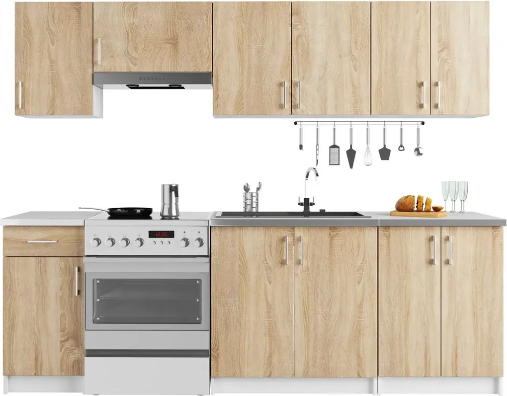 Komplet mebli kuchennych 240 cm dąb sonoma N9-H08
