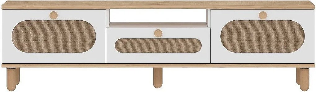 Stolik pod TV – 150 cm x 43 cm x 30 cm – Dąb szafirowy i biały – MDF