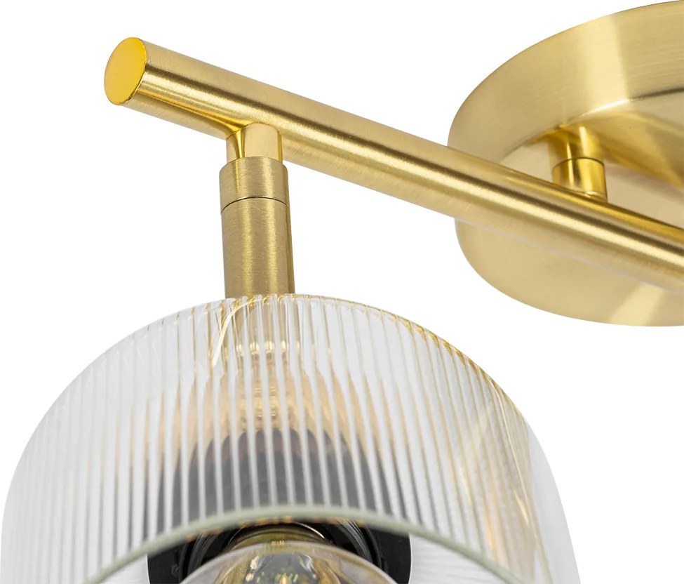 Plafon z kloszem złoty ze szkłem 2-punktowy regulowany - Laura