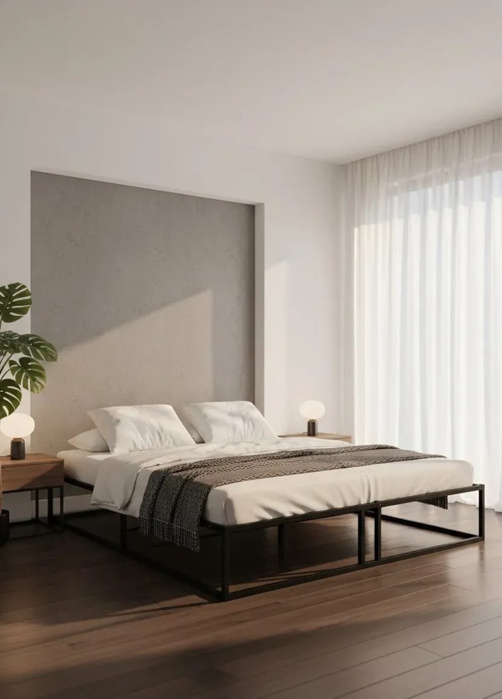 Czarne metalowe łóżko w stylu industrialnym 180x200 cm C1-R92