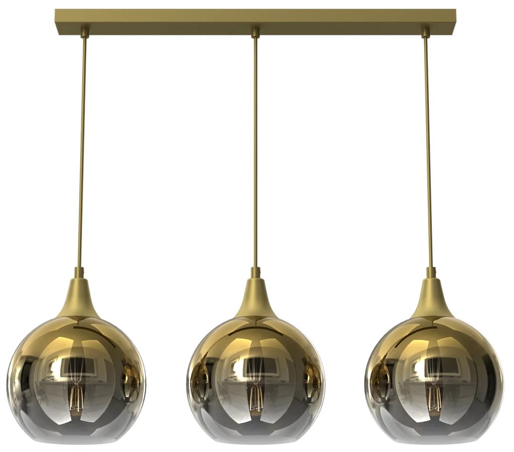 Lampa wisząca MONTE GOLD 3xE27, potrójna, na listwie kule złote