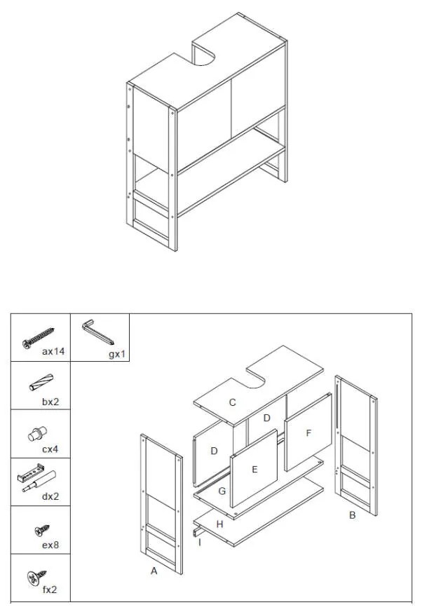 Szafka pod umywalkę Lab'n Modul, 69,8 x 33,5 x 80,2 cm