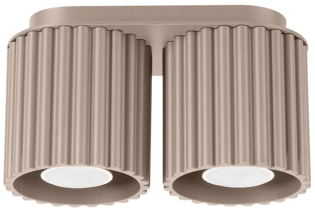 Plafon dwupunktowy AURA 2 taupe GU10 ryflowany SOLLUX LIGHTING