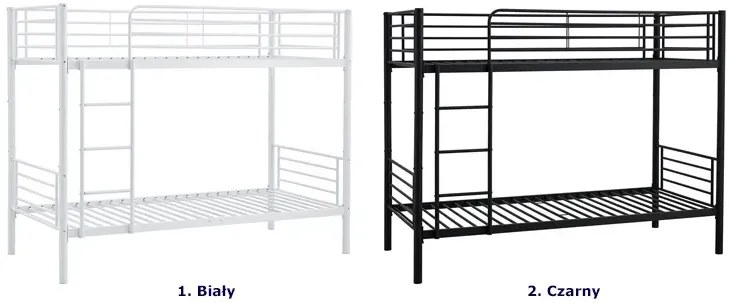 Białe metalowe łózko piętrowe 90x200 G1-W12