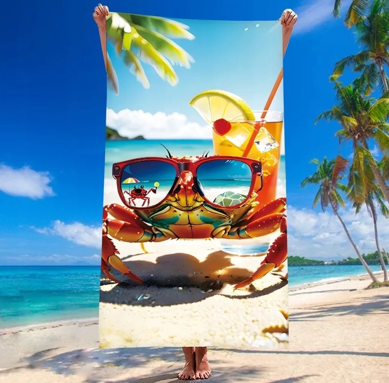 Ręcznik plażowy JUST CHILL 100x180 cm kolorowy, 100% mikrofibra