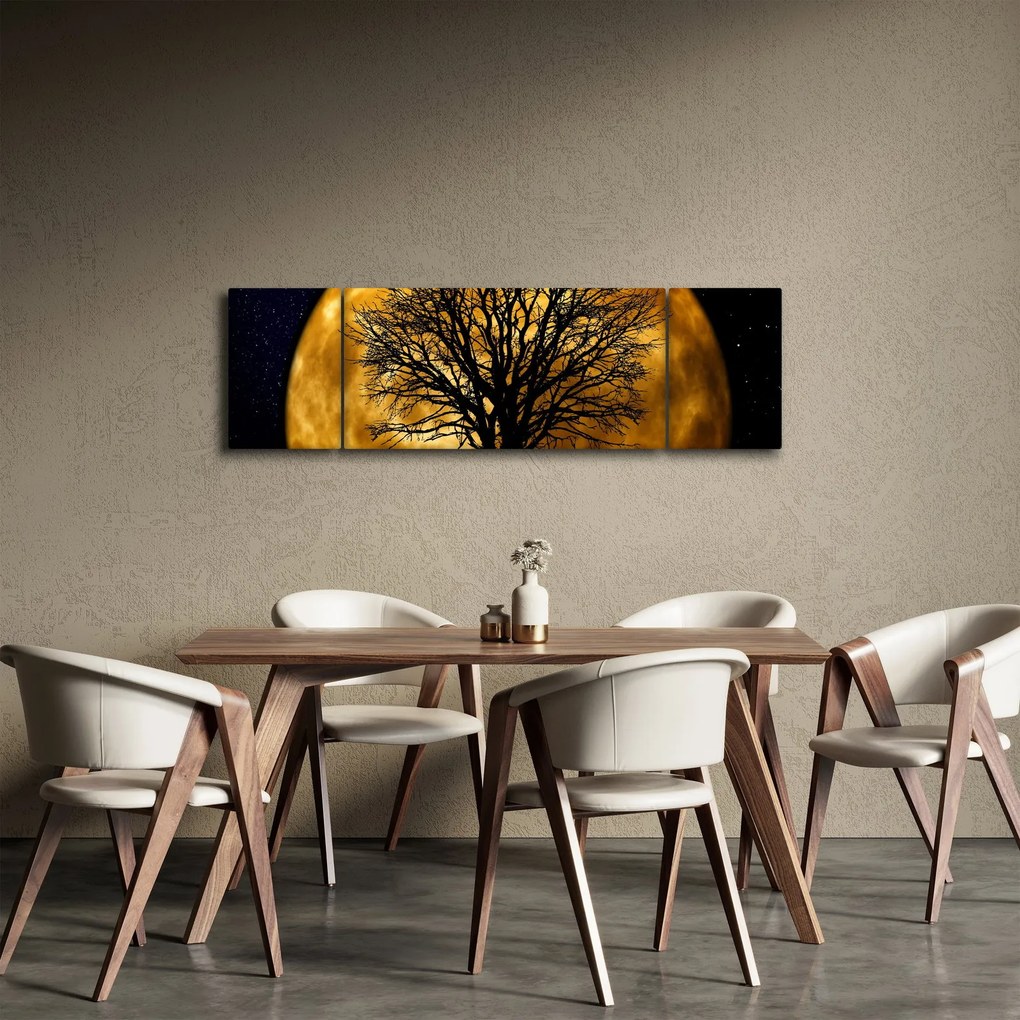 Obraz księżyca i sylwetki (170x50 cm)