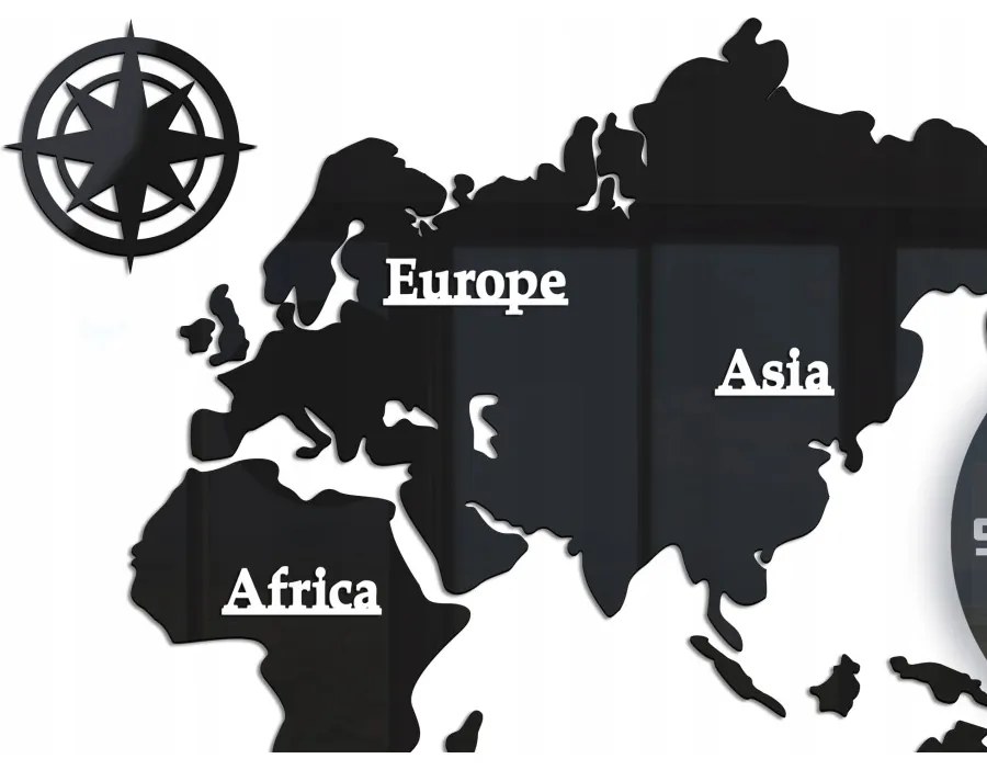 Zegar ścienny w stylu nowoczesnym akrylowy kwarcowy mapa świata 110x55