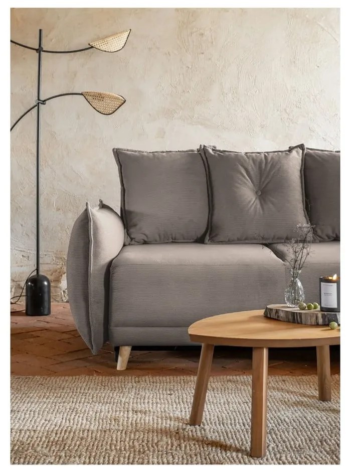 Jasnobrązowy sztruksowy rozkładany narożnik (strona zmienna) Lazy Lukka – Miuform