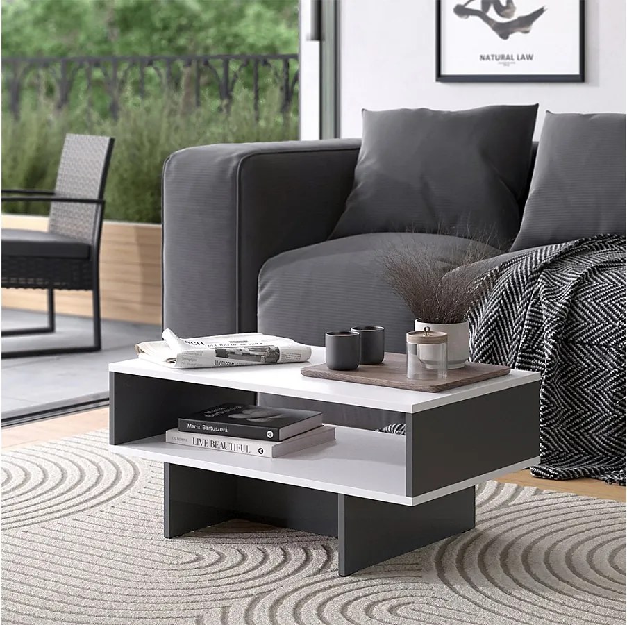 Stolik kawowy biały/antracyt 80x46.2x35.4 josef