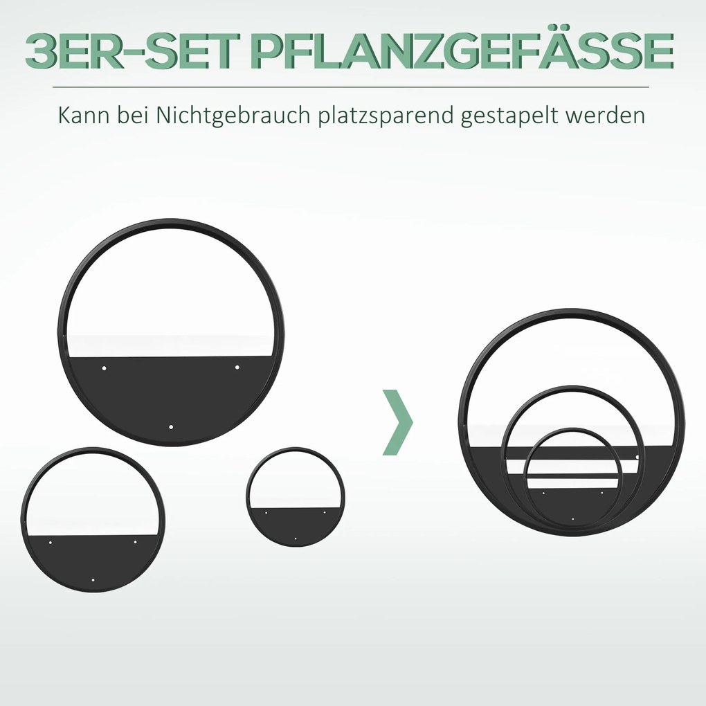 Outsunny Zestaw 3 wiszących doniczek Ogrodowe pojemniki na rośliny Dekoracyjne do zawieszenia | Aosom PL