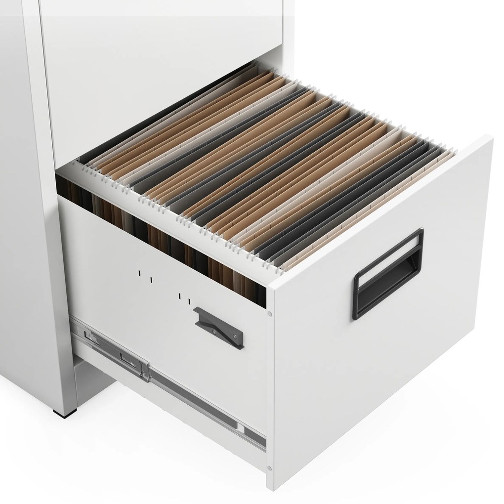 Metalowa szafa kartotekowa SARA V5, 460 x 1630 x 620 mm, biała