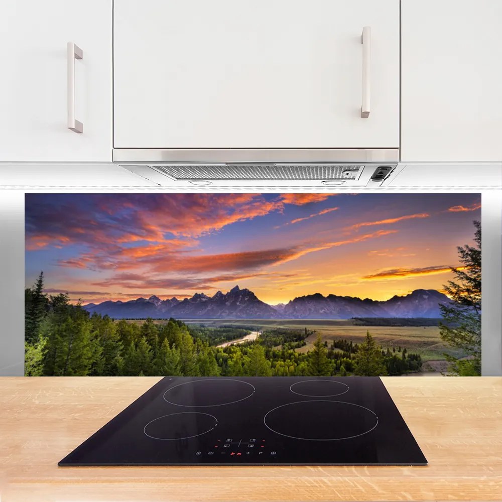 Panel nad blat kuchenny Górskie Słońce W Gęstym Lesie