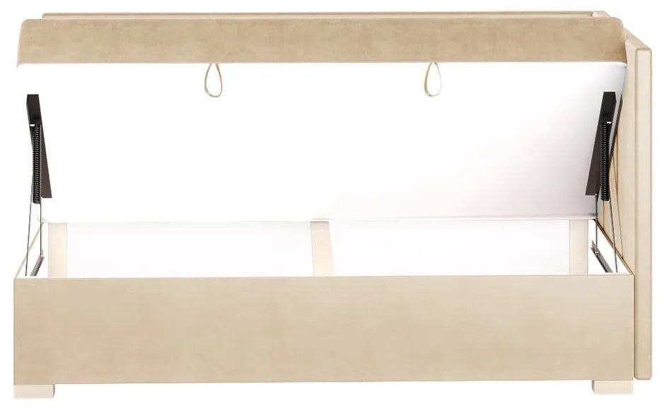 Beżowe narożne łóżko dziecięce ze schowkiem i materacem 90x200 cm Flexi – Ghado
