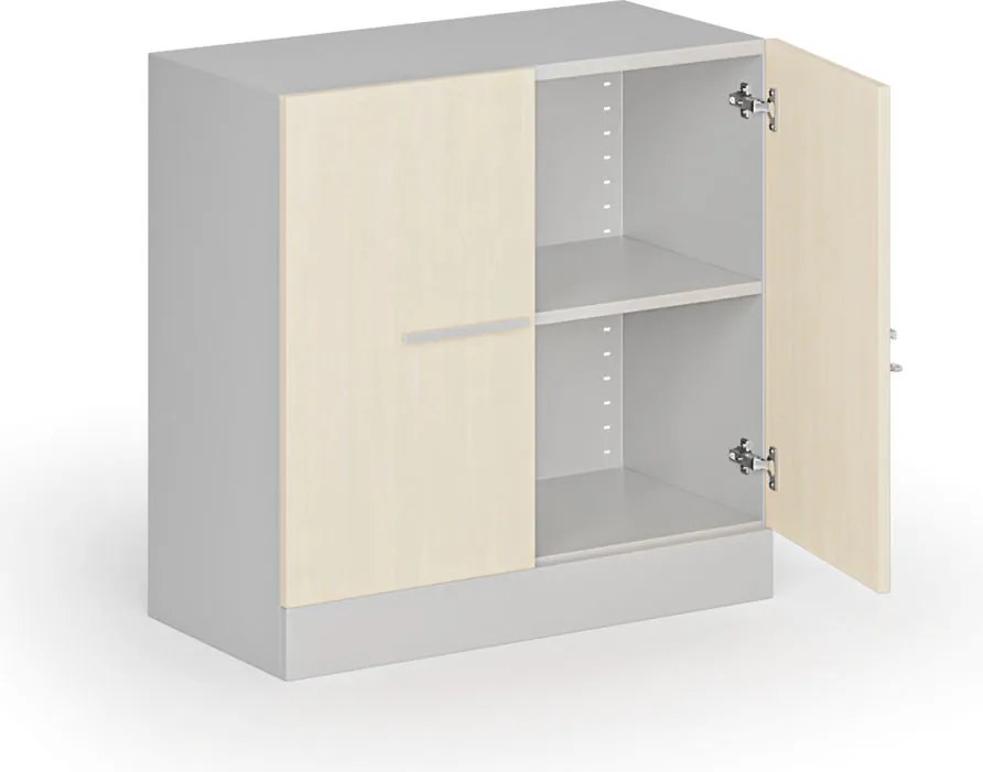 Metalowa szafa z drewnianymi drzwiami, demontowana, 800 x 800 x 400 mm, brzoza