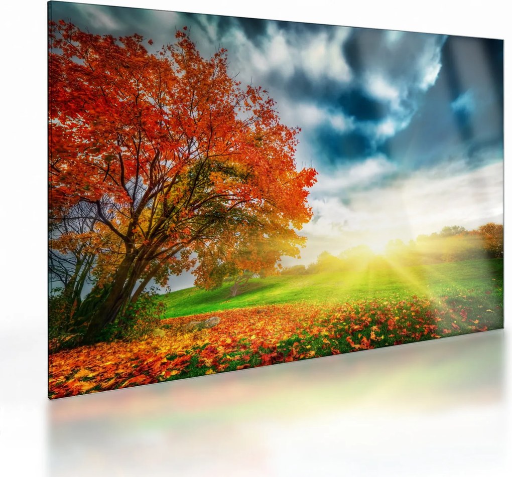 Obraz na szkle skąpanego w słońcu krajobrazu (70x50 cm)