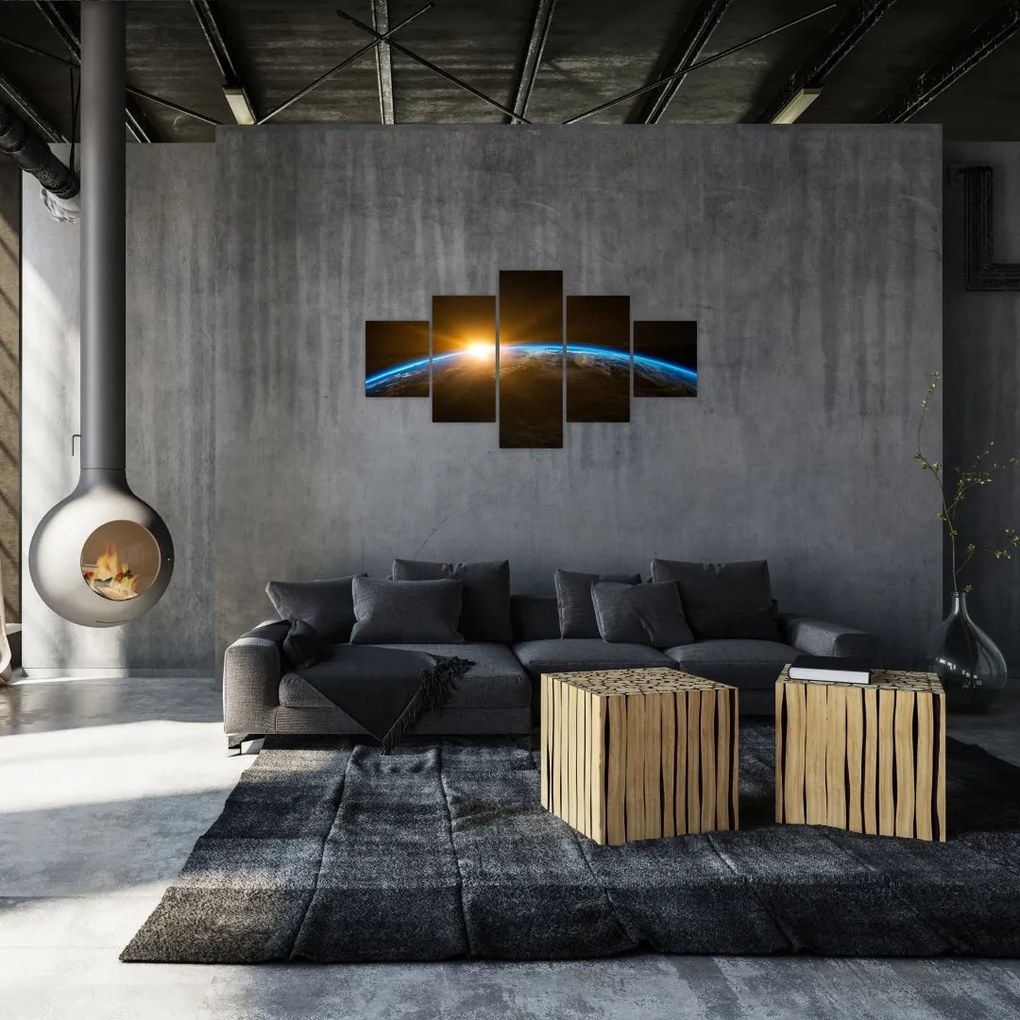 Obraz planety Ziemi z kosmosu (125x70 cm)