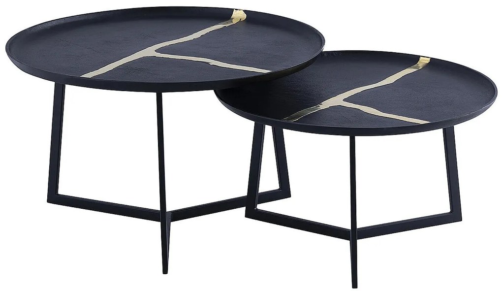 Stoliki kawowe wysuwane z metalu - Czarny i Złoty - ADALINA