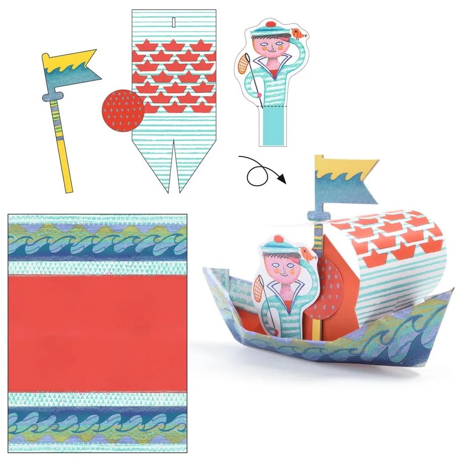 Zestaw origami z nieprzemakalnego papieru Djeco Statki