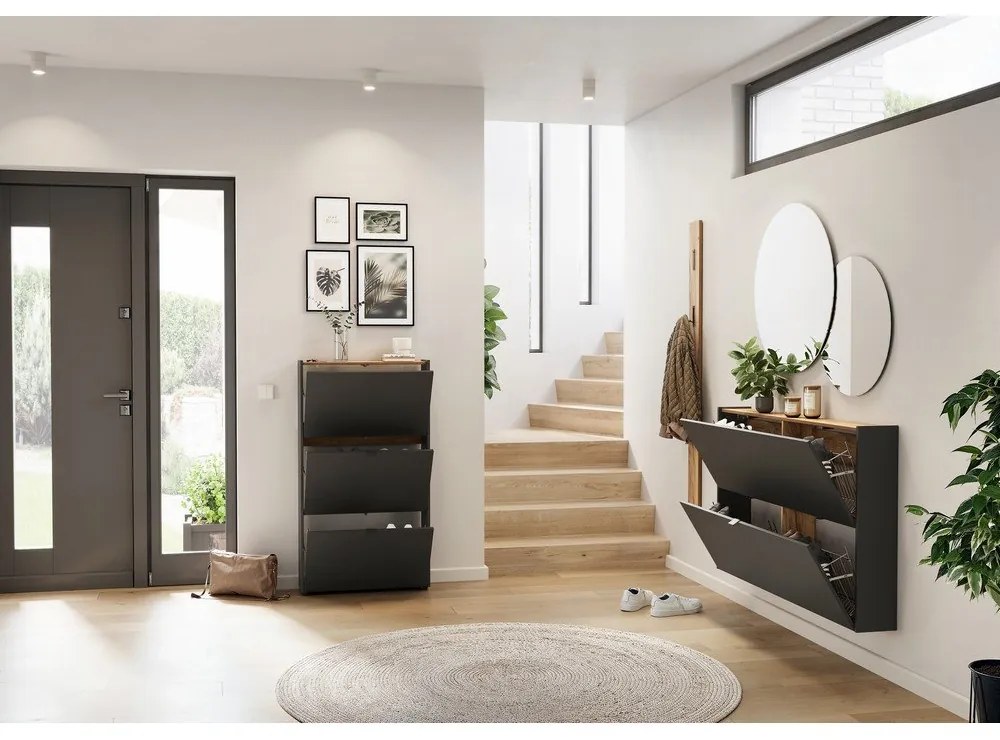 Antracytowy zestaw do przedpokoju 101x200x22 cm Ameca – Germania