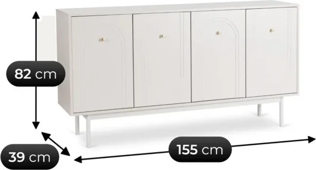 Komoda do Salonu MARLEN 155 cm Kaszmir Czterodrzwiowa Nowoczesna