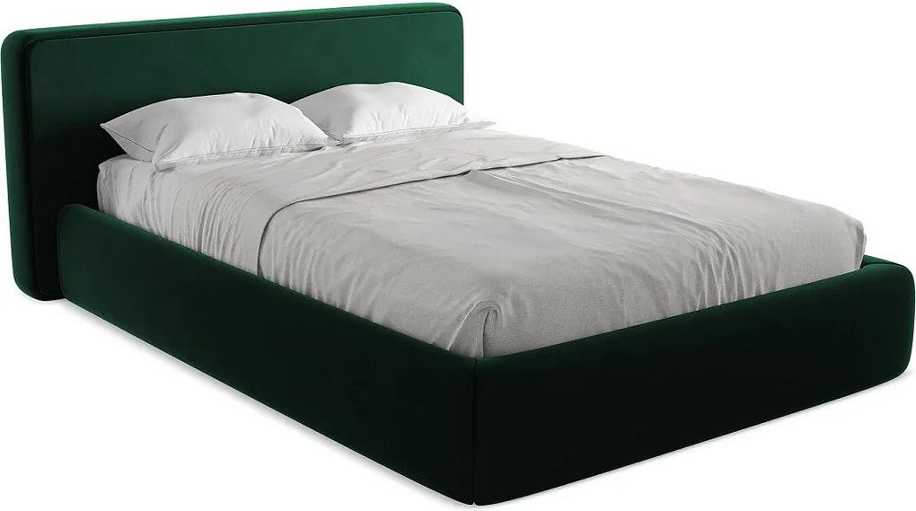 Łóżko 180 x 225 - z weluru - butelkowa zieleń - KIANA