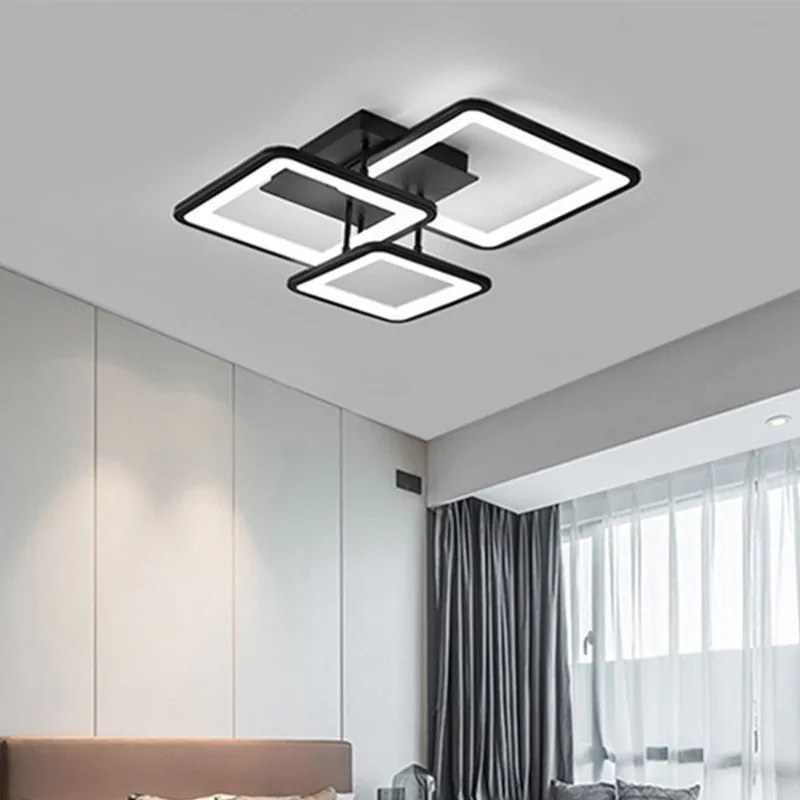 Plafon lampa LED sufitowa kwadrat metalowa AT88-3SL-Czarny