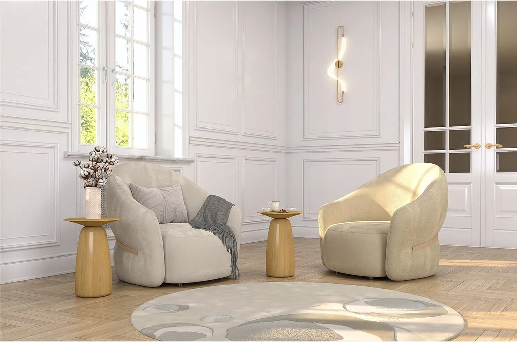 Stolik drewniany różne kolory Kayani Baobab 44, śr. 32,5 cm, lakier naturalny