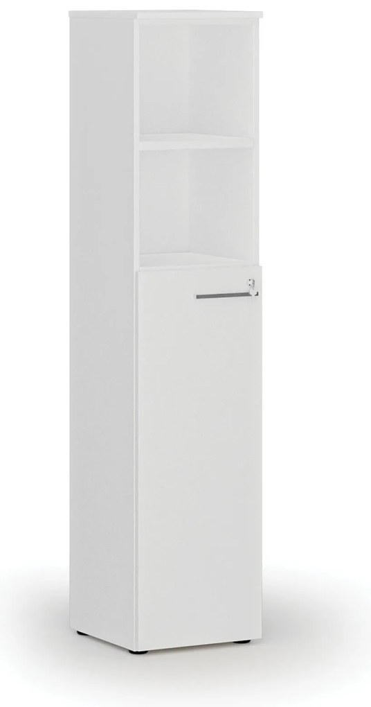 Szafa biurowa kombinowana PRIMO WHITE, drzwi na 3 poziomach, 400 x 420 x 1781 mm, biały