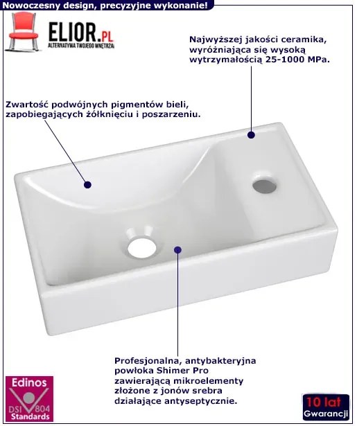 Ceramiczna umywalka prostokątna Giallo - biała