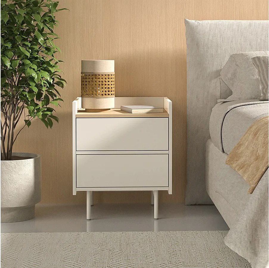 Stolik nocny kremowy 48x40x50 velina