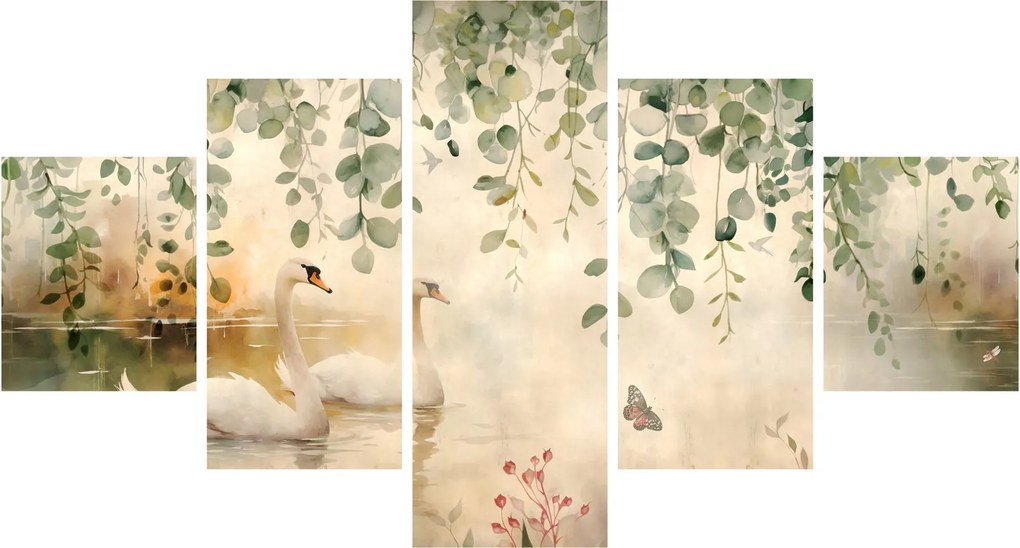 Obraz - Jezioro, akwarela (125x70 cm)