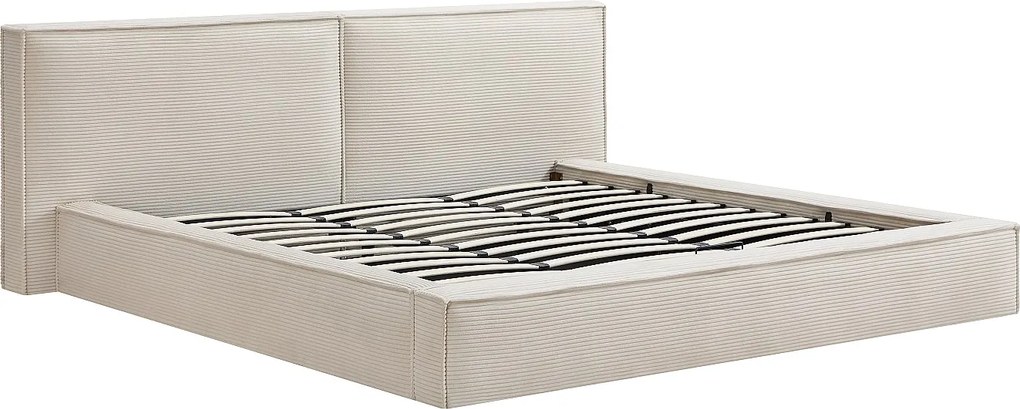 Łóżko ze skrzynią 200 x 200 cm - Sztruks - Beż - TAVESO