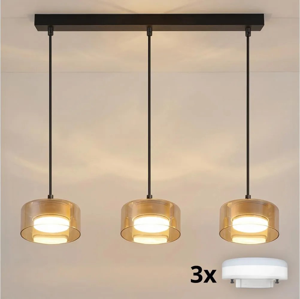 Brilagi - LED Żyrandol na lince AURA LUX 3xGX53/30W/230V czarny/złoty